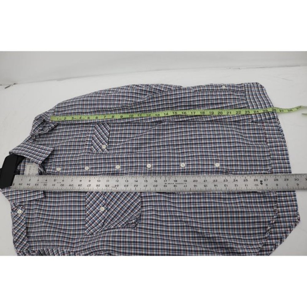 Billy reid shirt men's medium long sleeve button up plaid cotton flap pockets - Picture 12 of 13